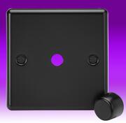 Rounded Edge - 1 Gang Dimmer Plate c/w Matching Knob - Matt Black product image