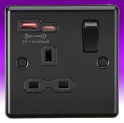 Rounded Edge - Sockets with USB - Matt Black product image 3