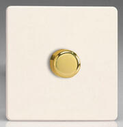 Vogue Screwless Primed - Brass - 1 Gang 400w V-DIM Push/Rotary Dimmer product image