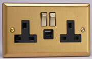 Varilight - 13A 2 Gang Switched Socket with USB A & C - Classic Brushed Brass product image 3