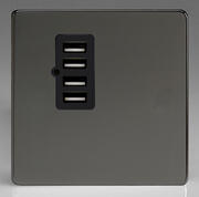 Iridium - Screwless - 13 Amp 2 Gang Switched Socket + 2 x USB product image 3