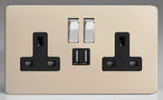 Varilight - Screwless Satin - Black/Chrome - USB Sockets product image 2