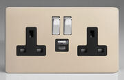 Varilight - Screwless Satin - Black/Chrome - USB Sockets product image