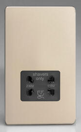Varilight - Screwless Satin - Black - Dual Voltage Shaver Socket product image