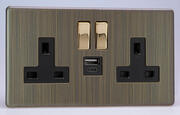 Varilight - Antique Brass - Screwless - USB Sockets product image