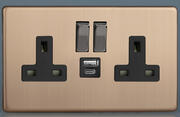 Varilight Copper - 2 Gang 13A Socket + 2 x USB outlets - Screwless product image