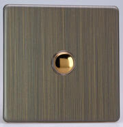 Varilight - Screwless Antique Brass - 6A 1 Way Push to Make Momentary Switches product image