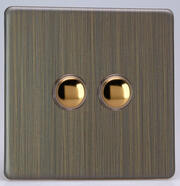 Varilight - Screwless Antique Brass - 6A 1 Way Push to Make Momentary Switches product image 2