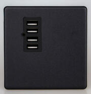 Varilight Matt Black - 2 Gang 13A Sockets + 2 x USB outlets - Screwless product image 3