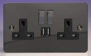 Iridium - Ultraflat - 13 Amp 2 Gang Switched Socket + 2 x USB product image 2
