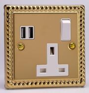 Georgian Brass - USB Sockets with White Inserts product image 3