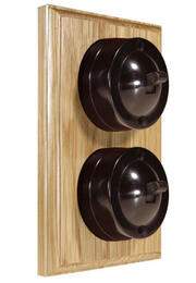 Varilight - Oak - Brown - 6 Amp 2 Way Bakelite Dome Switches - Wood Base product image 2