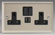 Varilight - Satin - Black - 13 Amp Switched Sockets + 2 x USB product image 2
