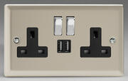 Varilight - Satin - Black/Chrome - 13 Amp Switched Sockets + 2 x USB product image 2