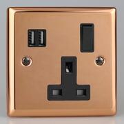 2 Gang 13A Socket + 2 x USB outlets - Copper product image 4