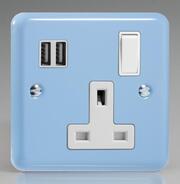 The Rainbow Range Switched Socket + 2 x USB - Duck Egg Blue product image 3