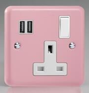 The Rainbow Range Switched Socket + 2 x USB - Rose Pink product image 3