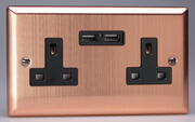 Varilight Brushed Copper - 2 Gang 13A Socket + 2 x USB Outlets product image 4