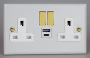 Vogue Matt White - 13 Amp 2 Gang Switched Socket + 2 x USB product image