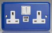 The Rainbow Range Switched Socket + 2 x USB - Reflex Royal Blue product image