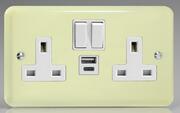 The Rainbow Range Switched Socket + 2 x USB - White Chocolate product image