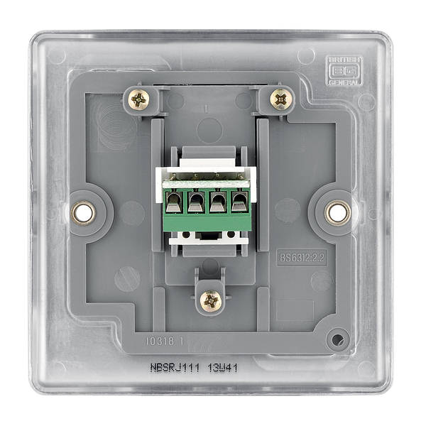 1 Gang RJ11 Broadband Socket - Nexus - Brushed Steel | BG (NBSRJ111-01)