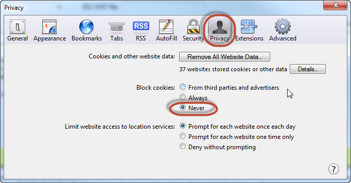 enable cookies safari 5.1